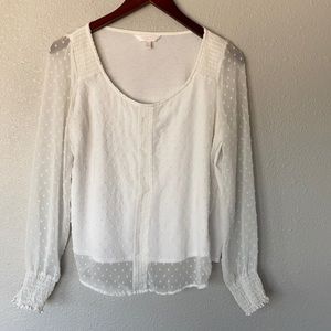 Lauren Conrad white polka dot blouse